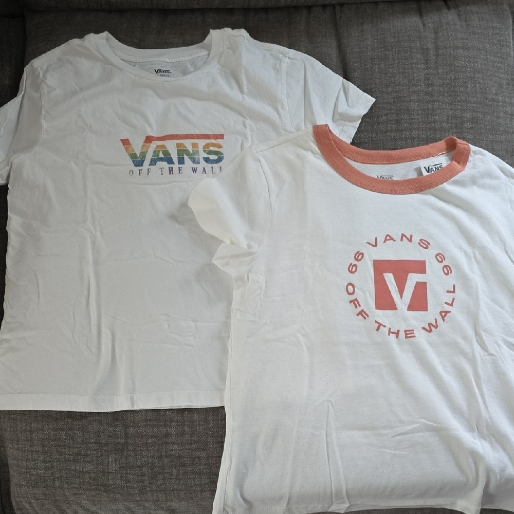 Vans White and Orange Short Sleeve Tees